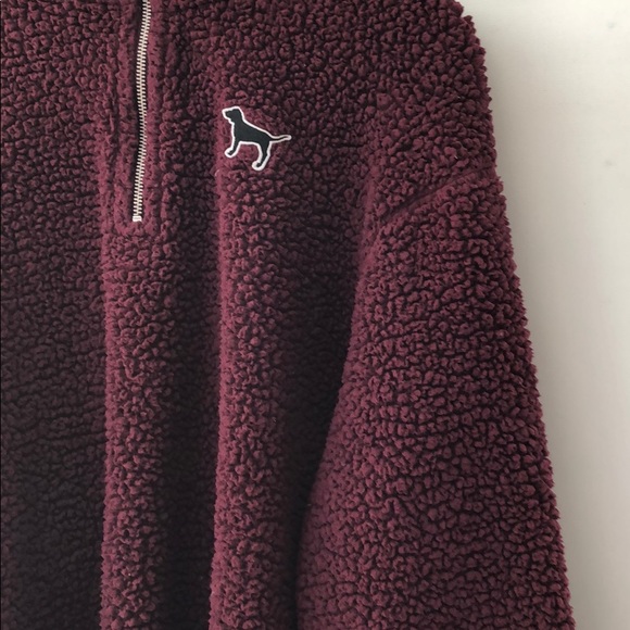 🍷ONE DAY SALE🍷 VS PINK Maroon Sherpa Pullover - Picture 4 of 7